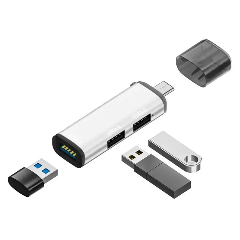 ADS-302C Type-C Adapter Hub to USB 3.0 +  Dual USB 2.0 Expansion Station - Silver