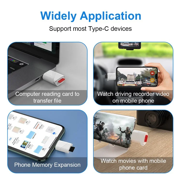 CR322 3.0 Type-C TF Card Reader 5Gbps Transfer Mini OTG Adapter