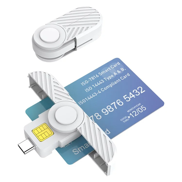 CR331-C USB-C Smart Card Reader ID Card CAC Card Reader - White