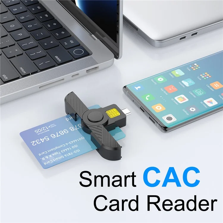 CR331-C USB-C Smart Card Reader ID Card CAC Card Reader - White