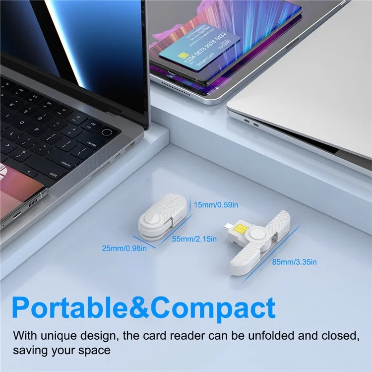 CR331-C USB-C Smart Card Reader ID Card CAC Card Reader - White