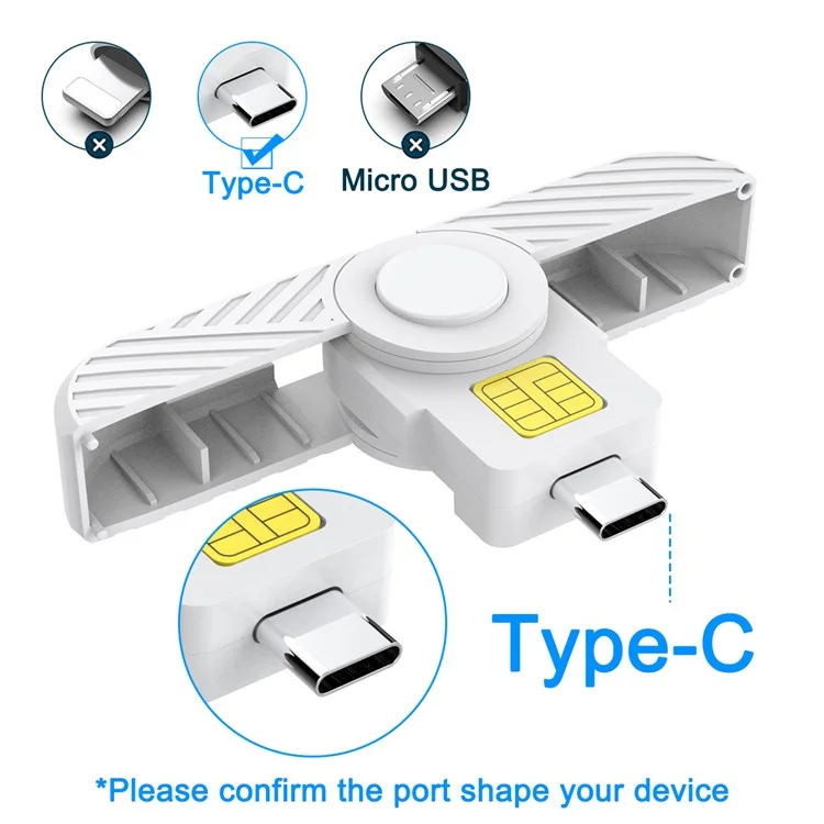 CR331-C USB-C Smart Card Reader ID Card CAC Card Reader - White