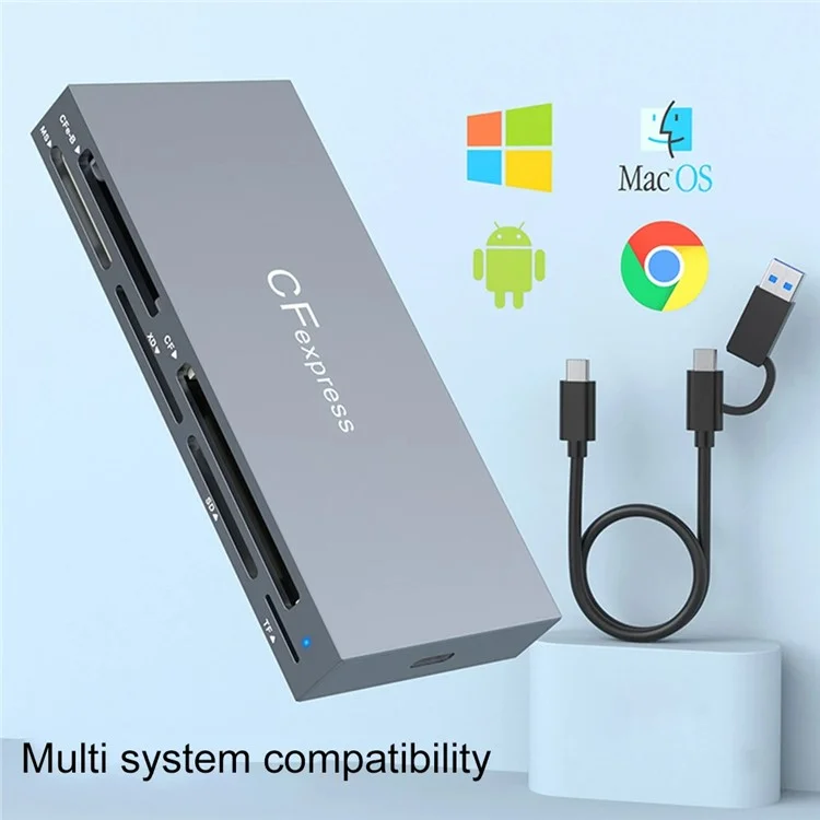 CR353 6-in-1 Cfexpress Typ B / CF / XD / MS / SD / TF-Speicherkarten-Reader-Computer-Laptop-Adapter mit Kabel