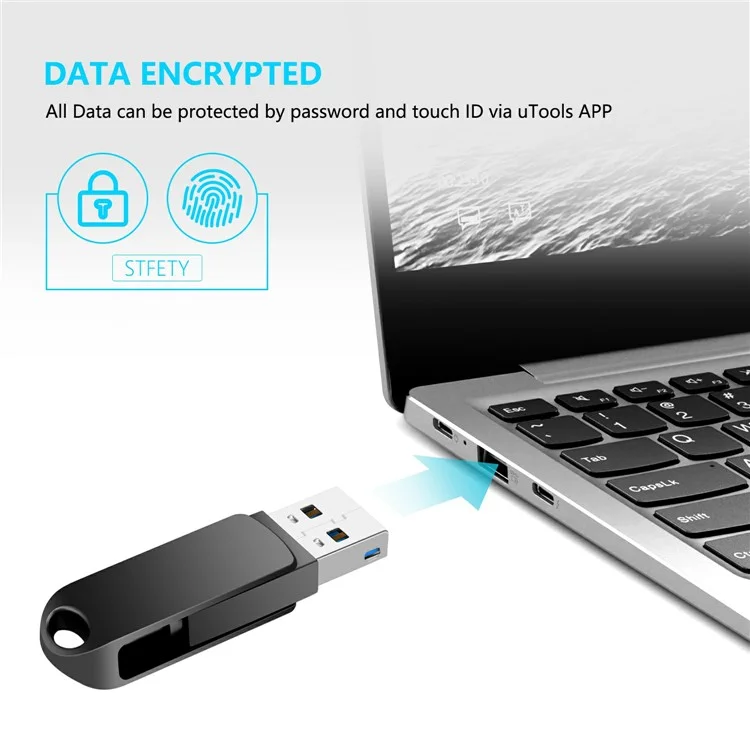 2 in 1 Kartenleser 256 gb OTG USB -flash -laufwerk Mit 8Pin + USB 3.0 Port U -festplatte Für Den Iphone Computer PC - Schwarz