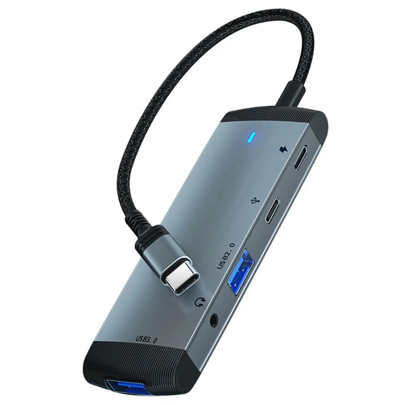 MH368 5-in-1 USB Hub Type-C to 3.5mm + USB3.0 + USB2.0 + Type-C Audio + Type-C Charging Adapter