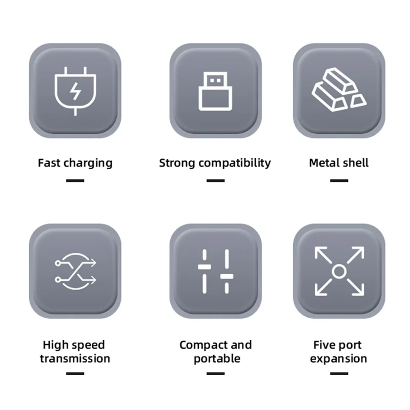 MH368 5-in-1 USB Hub Type-C to 3.5mm + USB3.0 + USB2.0 + Type-C Audio + Type-C Charging Adapter