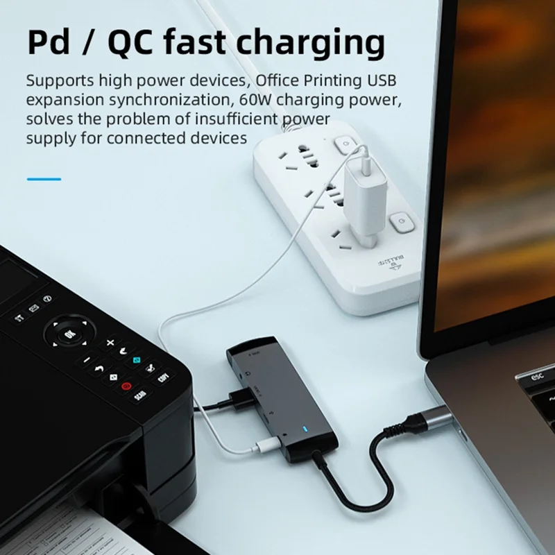 MH368 5-in-1 USB Hub Type-C to 3.5mm + USB3.0 + USB2.0 + Type-C Audio + Type-C Charging Adapter