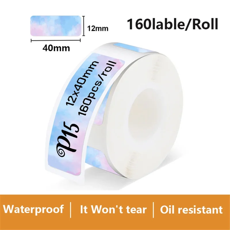 For Marklife P15  /  P12 Printer 1 Roll 40x12mm Thermal Label Sticker Self-Adhesive Label Printing Paper - Blue Starry Sky