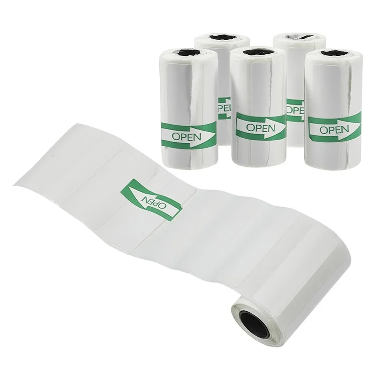 5 Rollen Thermoetikettendruckpapier, Kratzfest, Selbstklebende Blanko-Etiketten, 57 x 15mm