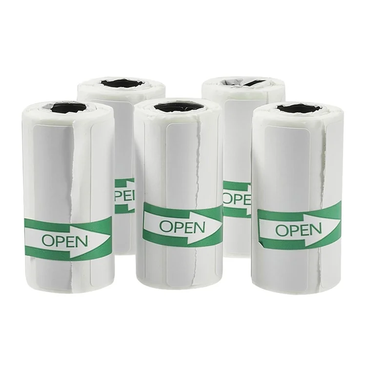 5 Rollen Thermoetikettendruckpapier, Kratzfest, Selbstklebende Blanko-Etiketten, 57 x 15mm