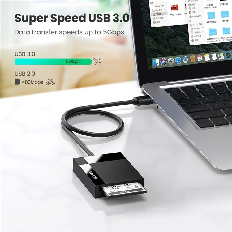 UGREEN 4 in 1 USB 3.0 SD/TF Memory Card Reader CF MS Compact Flash Card Adapter per Laptop