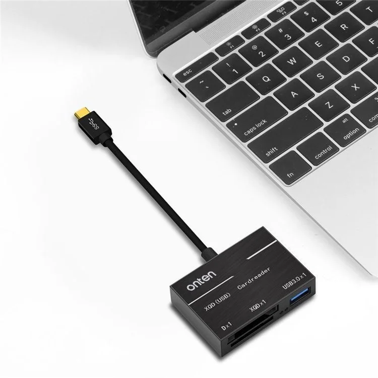 ONTEN OTN-9189 Lettore di schede 3 in 1 Type-C per XQD / SD con porta USB 3.0 per trasferimento dati ad alta velocità