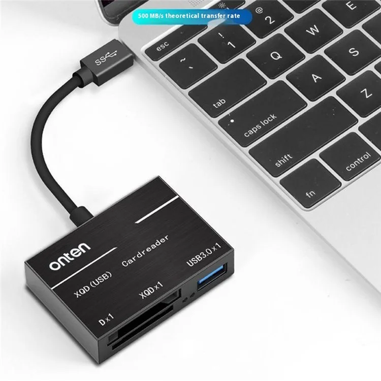 ONTEN OTN-9189 Lettore di schede 3 in 1 Type-C per XQD / SD con porta USB 3.0 per trasferimento dati ad alta velocità