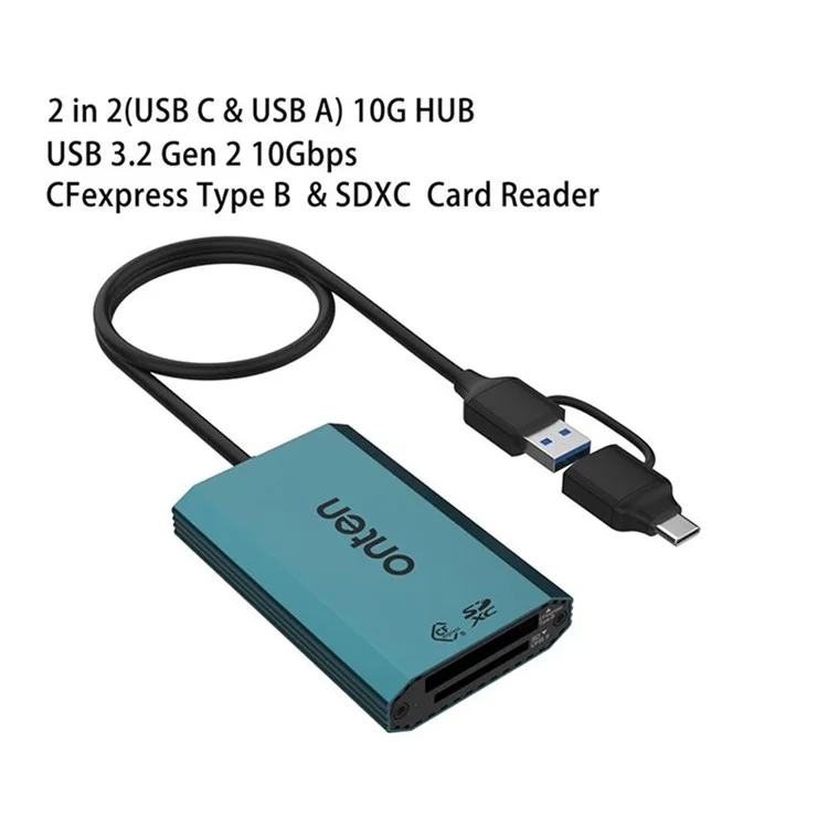 ONTEN OTN-P2 USB-C / USB3.0 UHS2 Dual Card Reader Cfexpress Type-B SDXC High-Speed Data Transfer Adapter