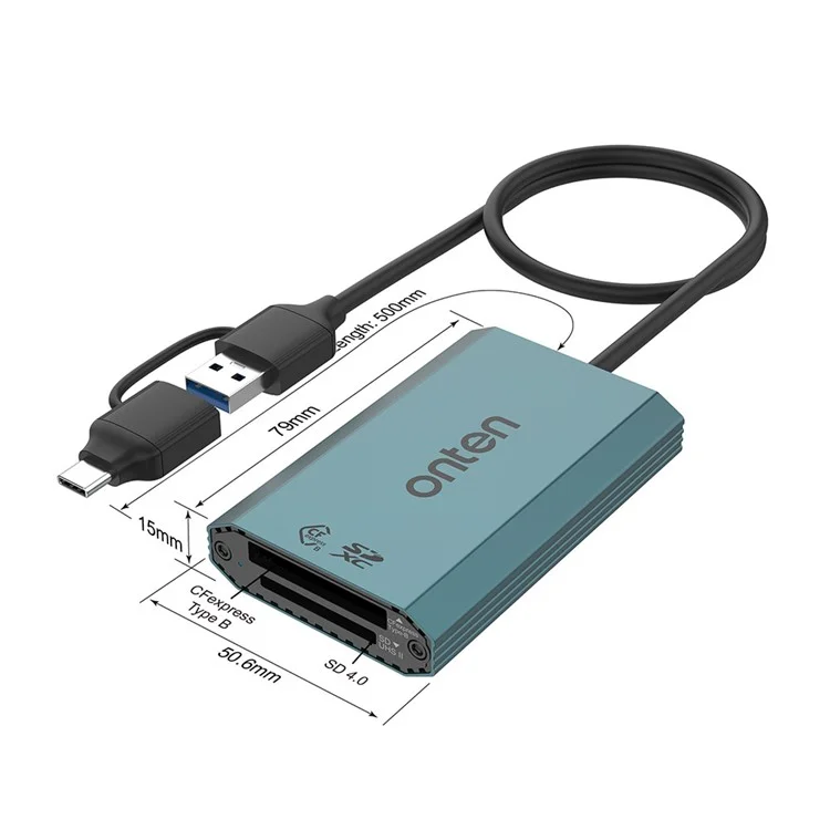 ONTEN OTN-P2 USB-C / USB3.0 UHS2 Dual Card Reader Cfexpress Type-B SDXC High-Speed Data Transfer Adapter