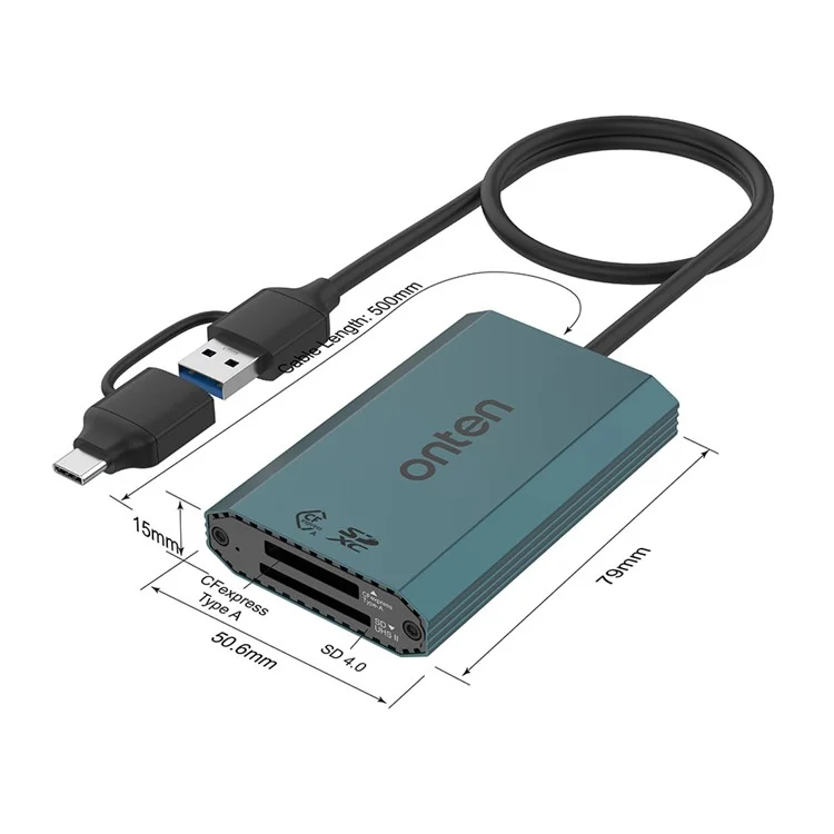 ONTEN P3 Dual Slot Card Reader USB-A / USB-C to Cfexpress A / SDXC High Speed Data Transfer Adapter