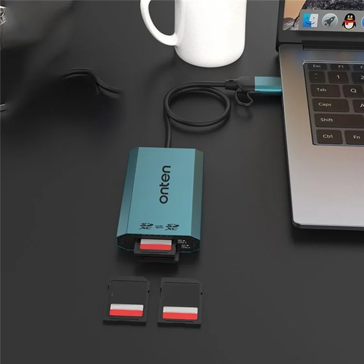 ONTEN OTN-P5 USB-C / USB 3.0 to Dual SD Card Reader UHS-II Data Transfer Adapter for Laptop PC