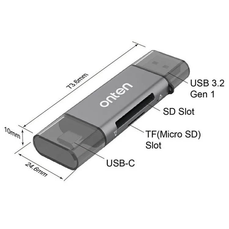 ONTEN CR531A Multifunktionaler Typ-C / USB3.0 SD TF Kartenleser OTG Telefon Speicherkarten-Lesegerät