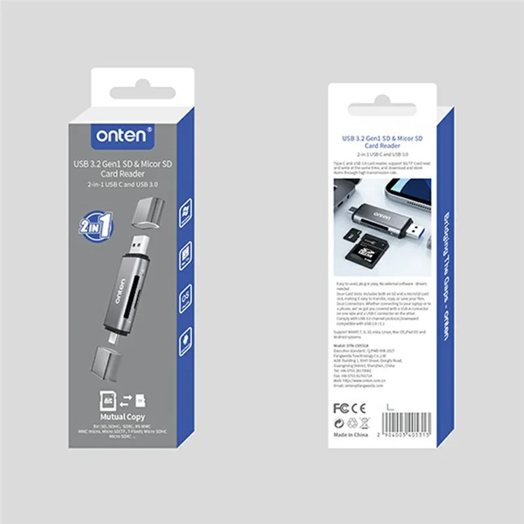 ONTEN CR531A Multifunktionaler Typ-C / USB3.0 SD TF Kartenleser OTG Telefon Speicherkarten-Lesegerät