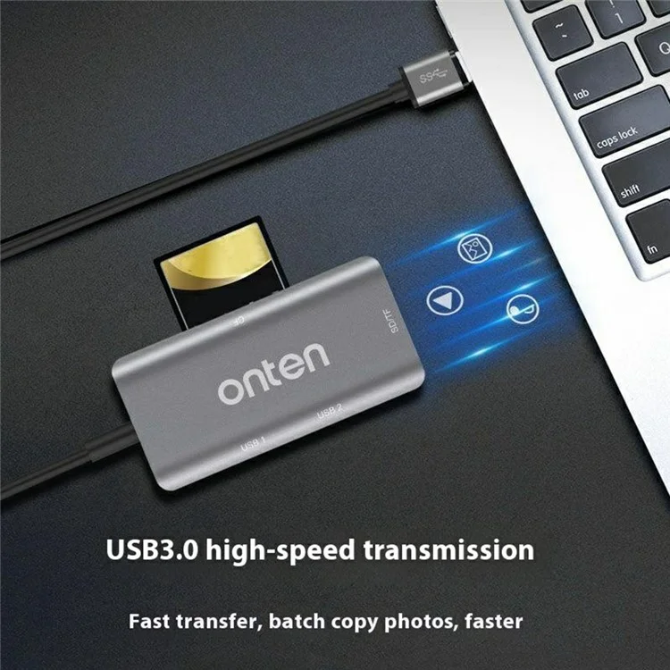 Lecteur de carte ONTEN 8107 USB 3.0 Haute Vitesse CF SD TF Lecture Simultanée Adaptateur en Alliage d'Aluminium