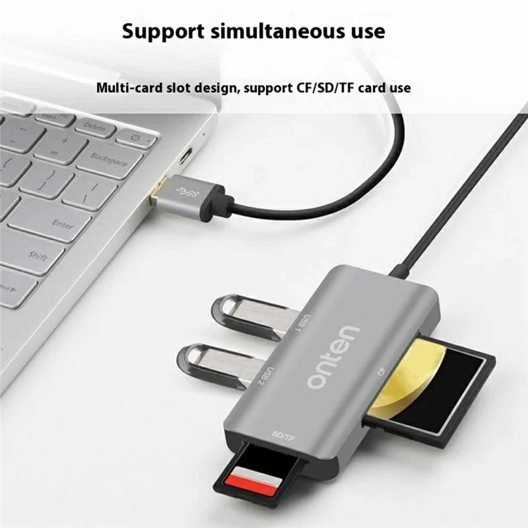 Lecteur de carte ONTEN 8107 USB 3.0 Haute Vitesse CF SD TF Lecture Simultanée Adaptateur en Alliage d'Aluminium