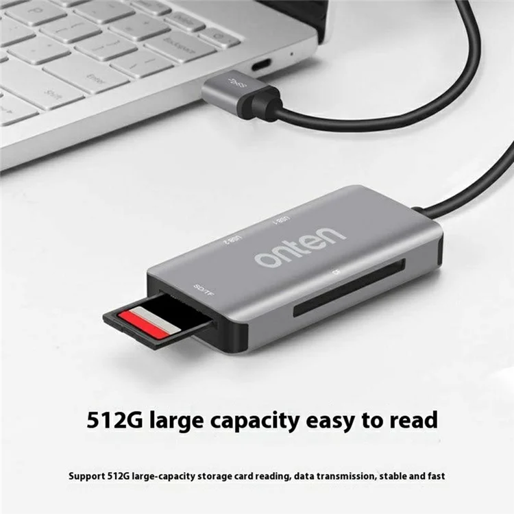 Lecteur de carte ONTEN 8107 USB 3.0 Haute Vitesse CF SD TF Lecture Simultanée Adaptateur en Alliage d'Aluminium
