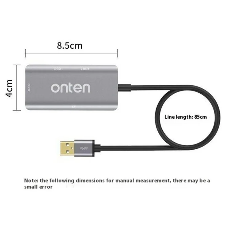 Lecteur de carte ONTEN 8107 USB 3.0 Haute Vitesse CF SD TF Lecture Simultanée Adaptateur en Alliage d'Aluminium