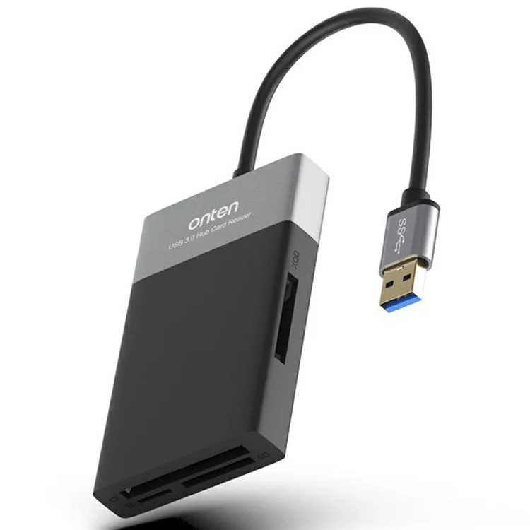 Lector de tarjetas ONTEN OTN5215B SD TF CF XQD con concentrador multifunción de 6 en 1 y 2 puertos USB 3.0 OTG
