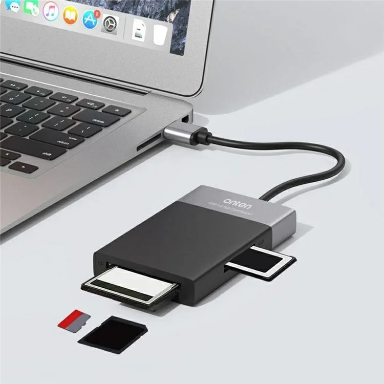 Lector de tarjetas ONTEN OTN5215B SD TF CF XQD con concentrador multifunción de 6 en 1 y 2 puertos USB 3.0 OTG