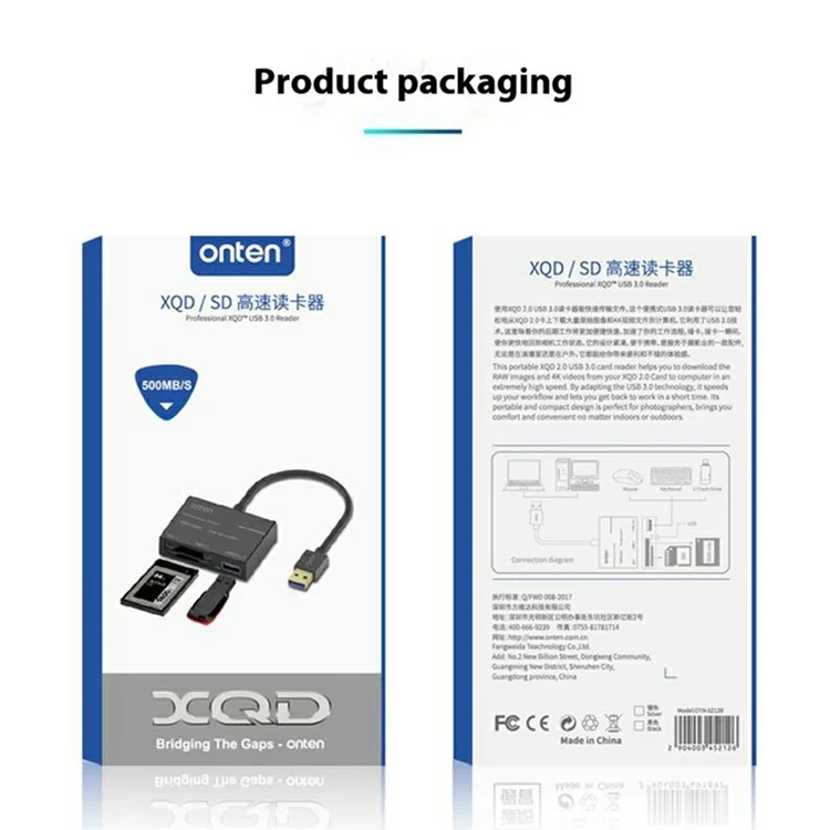 ONTEN 5212B USB3.0 to XQD SD USB3.0 Memory Card Reader Aluminum Alloy Adapter