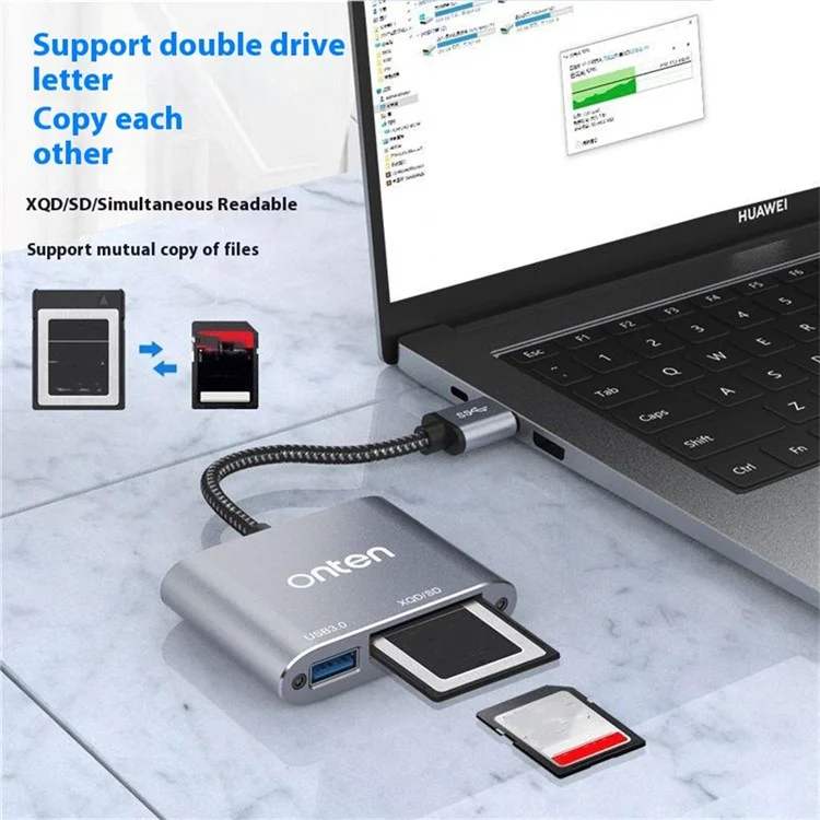 Lecteur de carte ONTEN 5512 XQD / SD USB 3.0 Adaptateur de transfert de données à haute vitesse
