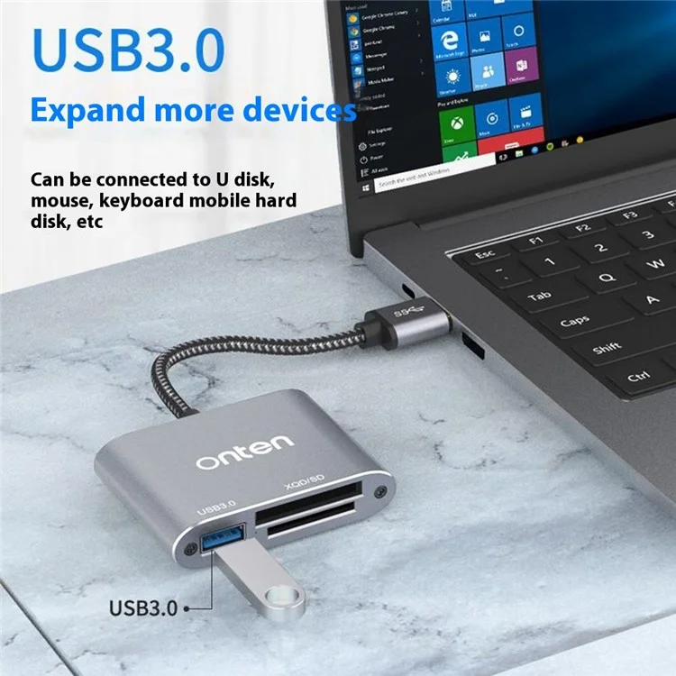 Lecteur de carte ONTEN 5512 XQD / SD USB 3.0 Adaptateur de transfert de données à haute vitesse