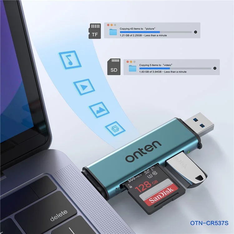 ONTEN OTN-CR537S Type-C / USB to USB3.0 + SD / TF Card Slots Multi-Function Card Reader