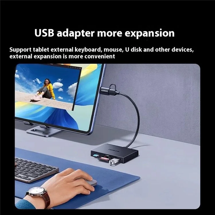 UGREEN 45178 Lector de Tarjetas 2 en 1 USB A / Tipo C para SD / TF / NM Compatible con Apple / Huawei / Android