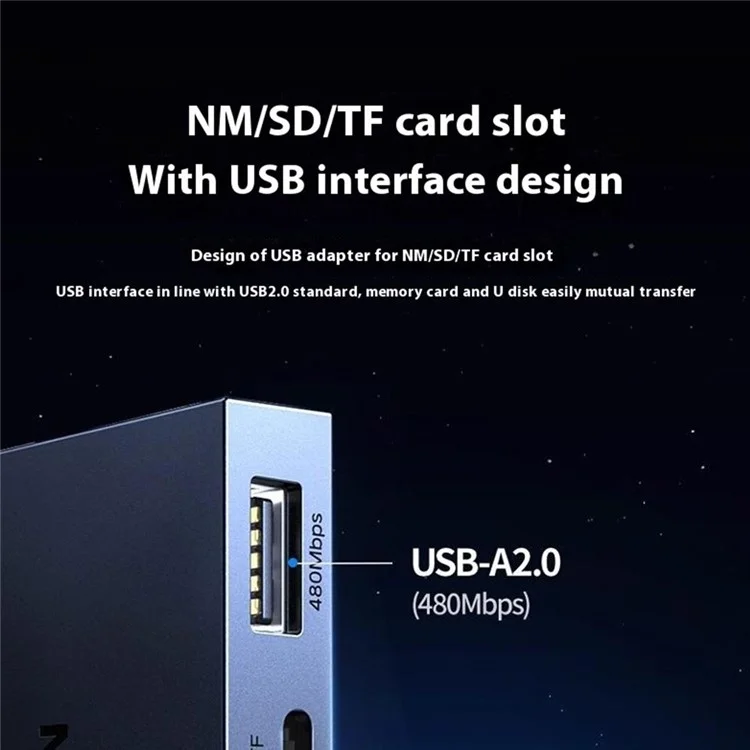 UGREEN 45178 Lector de Tarjetas 2 en 1 USB A / Tipo C para SD / TF / NM Compatible con Apple / Huawei / Android