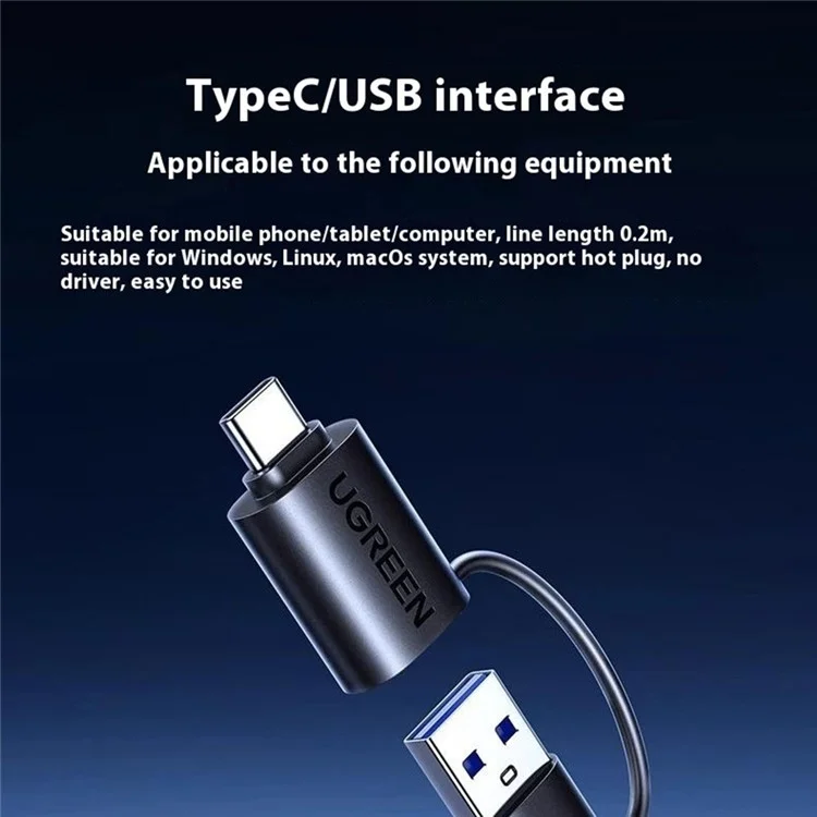 UGREEN 45178 Lector de Tarjetas 2 en 1 USB A / Tipo C para SD / TF / NM Compatible con Apple / Huawei / Android
