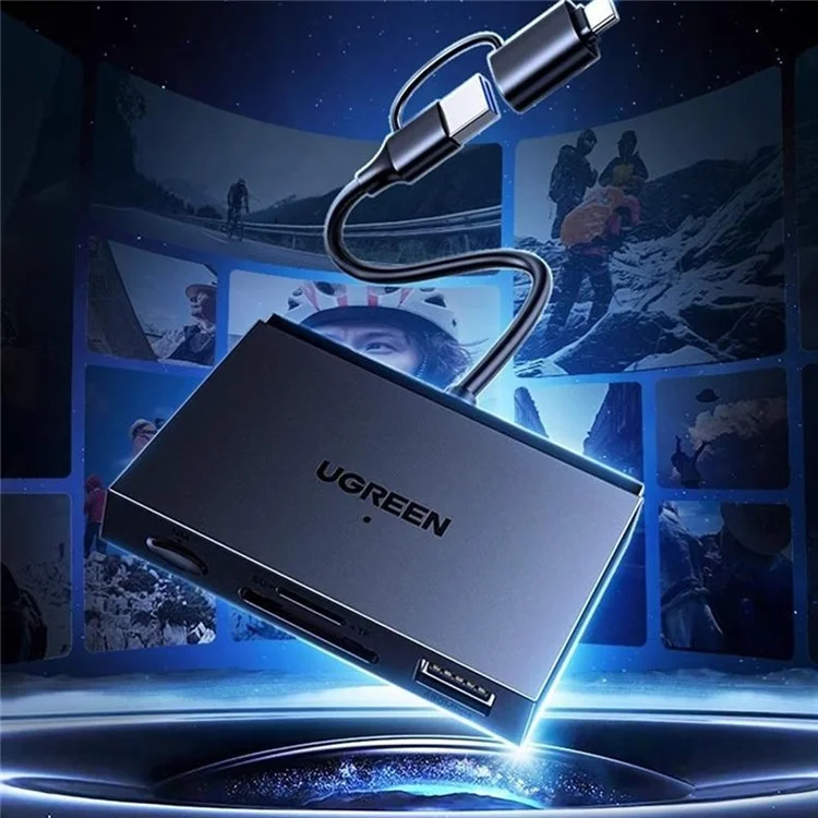 UGREEN 45178 Lector de Tarjetas 2 en 1 USB A / Tipo C para SD / TF / NM Compatible con Apple / Huawei / Android