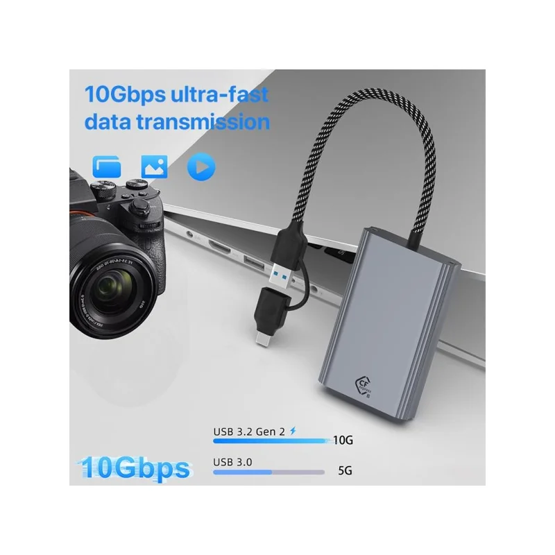 Считыватель карт Type-C / USB в Cfexpress Type-B 2-в-1, высокоскоростной, 10 Гбит/с - Серый