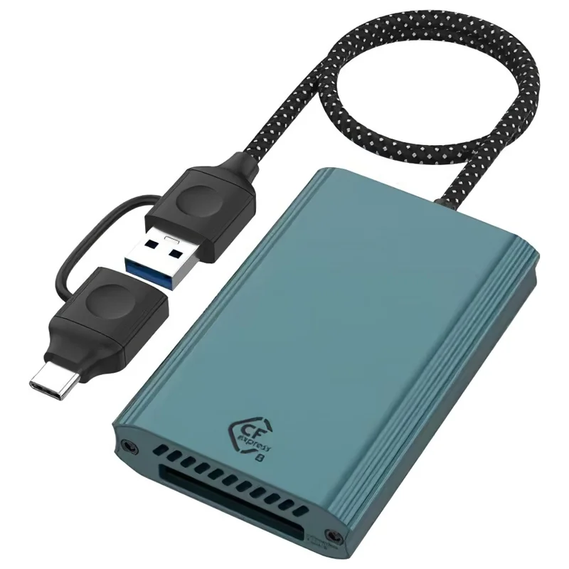 Кардридер Type-C / USB для карт памяти CFexpress Type-B, 2-в-1, высокоскоростной 10 Гбит/с - Зеленый