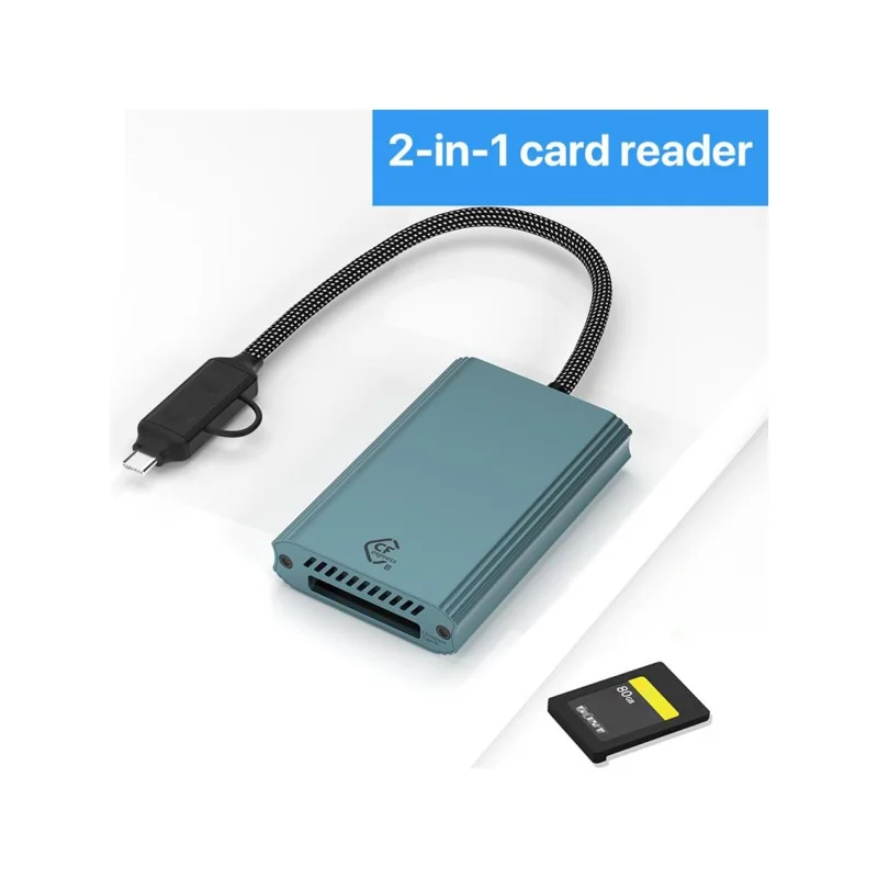 Кардридер Type-C / USB для карт памяти CFexpress Type-B, 2-в-1, высокоскоростной 10 Гбит/с - Зеленый