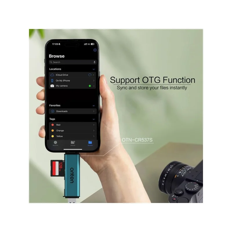 ONTEN OTN-CR537S USB A  /  Type C to Mini SD / TF Card Reader OTG Adapter for Phone Tablet Laptop