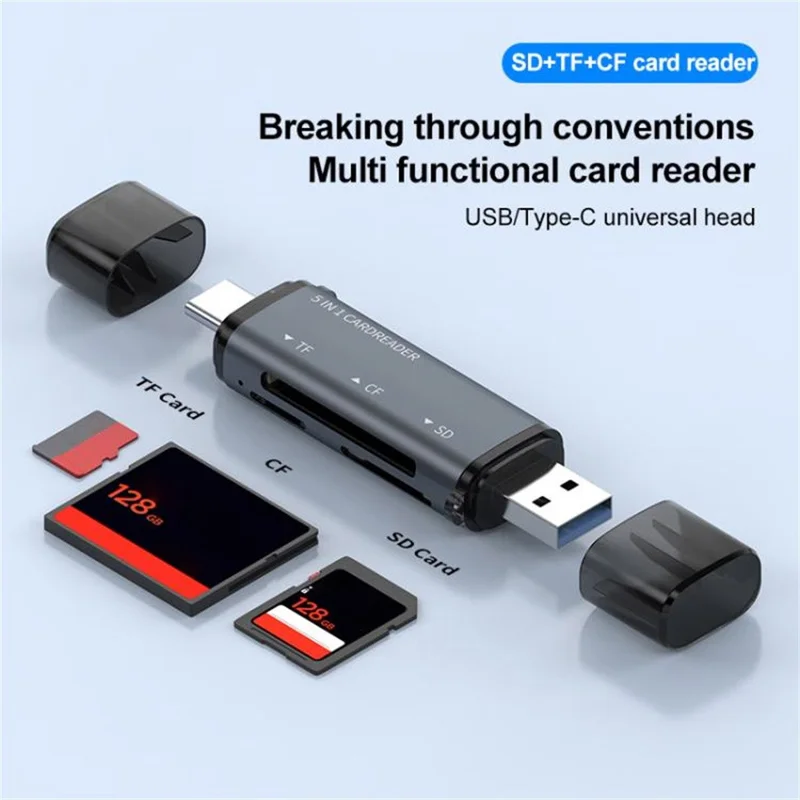 ADS-318 USB A / Type C zu CF / TF / SD Speicherkarten-Kartenleser Hochgeschwindigkeits-Datenübertragungsadapter