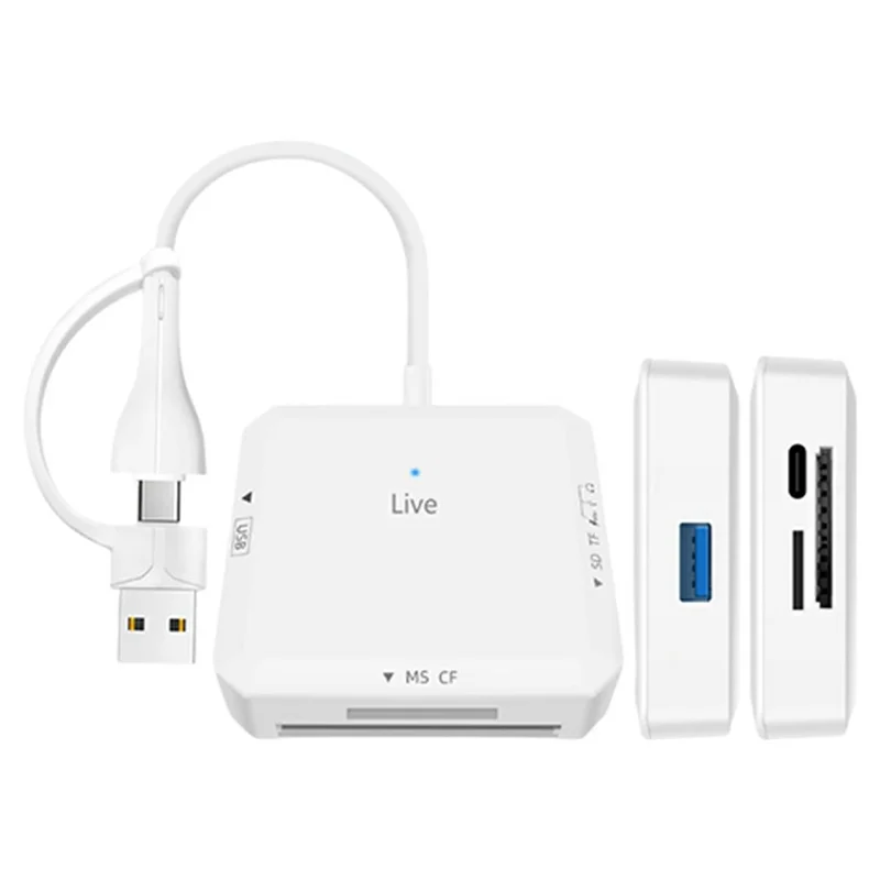 AJ1028 Hub USB Type-C 6 in 1 con Lettore di Schede Doppia Porta Dock di Ricarica PD 60W per TF SD MS CF