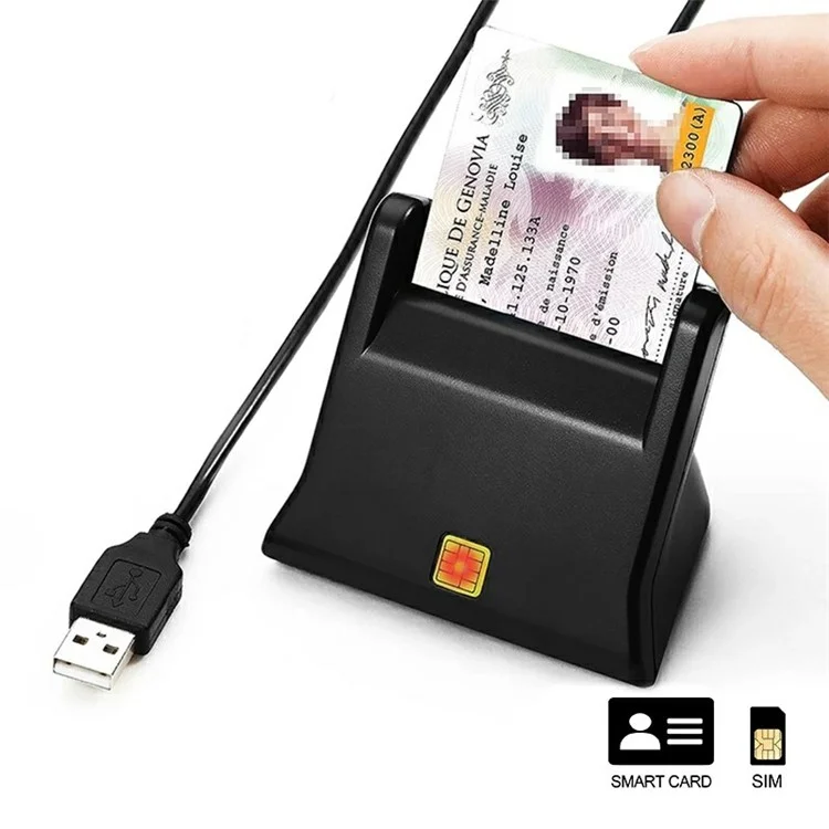 Rocketek SCR2 USB Smart CAC ID SIM Bank Reader PC Adaptador de Computadora Portátil