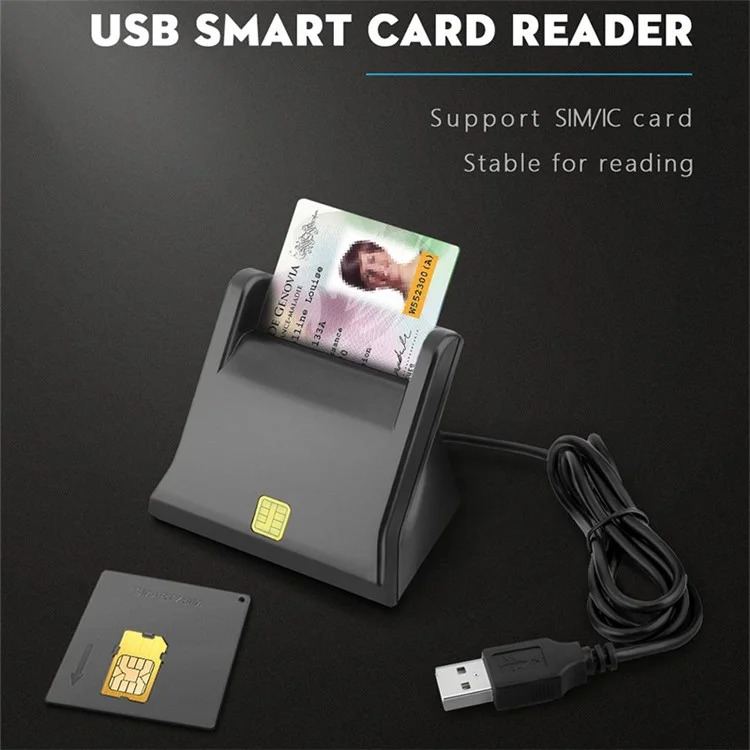 Rocketek SCR2 USB Smart CAC ID SIM Bank Reader PC Adaptador de Computadora Portátil