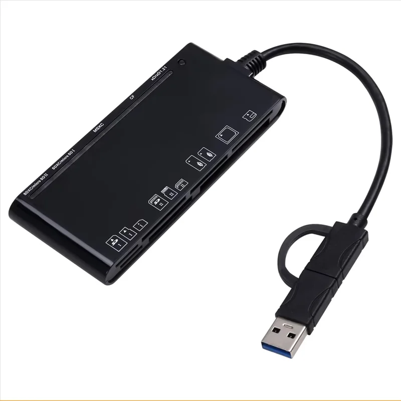 CR7 Type-C / USB 3.0 Multi-Function Card Reader CF / XD / MS / SD / TF Memory Card Reader for Phone Tablet Laptop PC