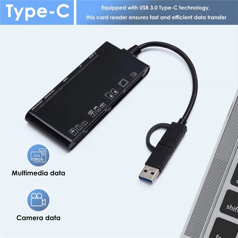 CR7 Type-C / USB 3.0 Multi-Function Card Reader CF / XD / MS / SD / TF Memory Card Reader for Phone Tablet Laptop PC