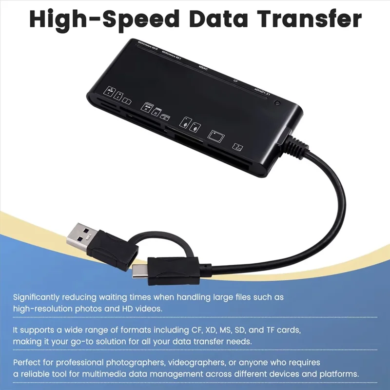 CR7 Type-C / USB 3.0 Multi-Function Card Reader CF / XD / MS / SD / TF Memory Card Reader for Phone Tablet Laptop PC