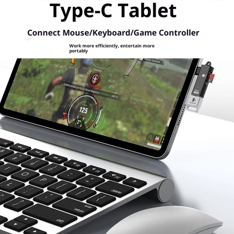 TYS-304 Angled Type-C OTG Adapter to USB 3.0 + TF Card Slot Converter for Mouse / Keyboard / Flash Drive / SSD - Black