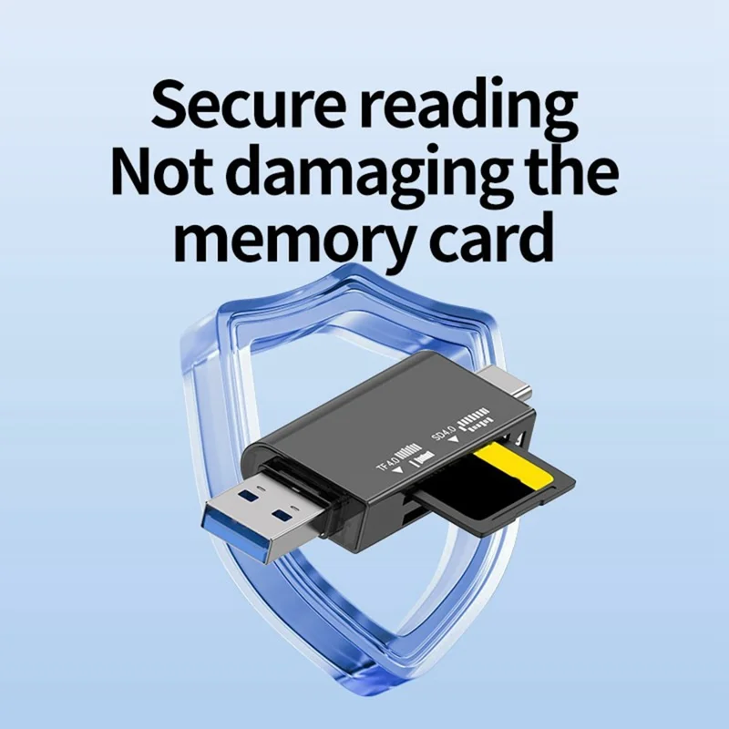 TYS-22F4.0 UHS-II USB + Type-C to SD / TF 4.0 High Speed Card Reader Dual Card Slots V60 / V90 Support 2TB TF Card for iOS / Android / Mac - Tarnish